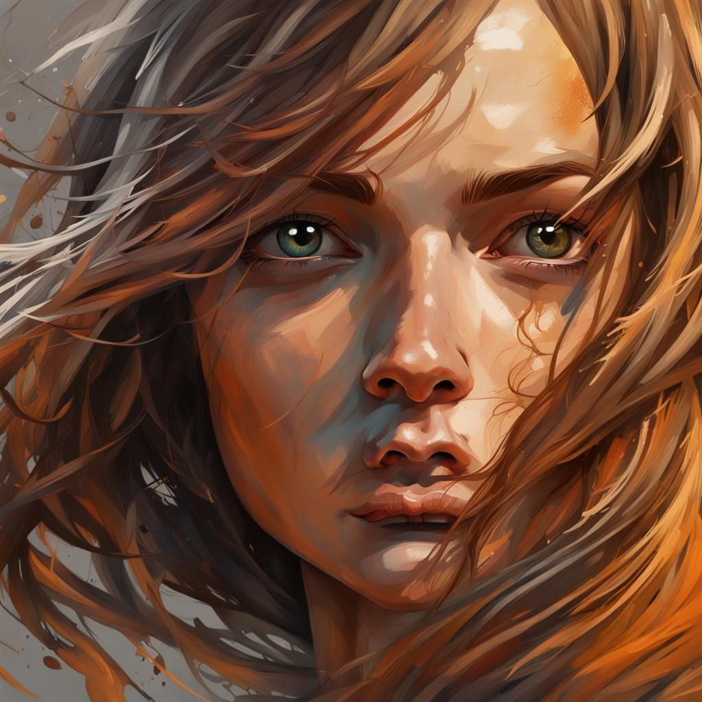 Detailed Portrait with Scarf in Splash Art Style