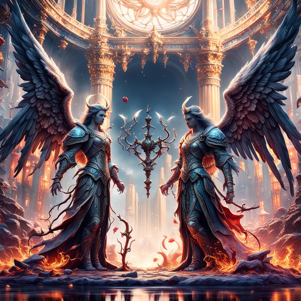 Angel and Devil Fantasy Concept Art