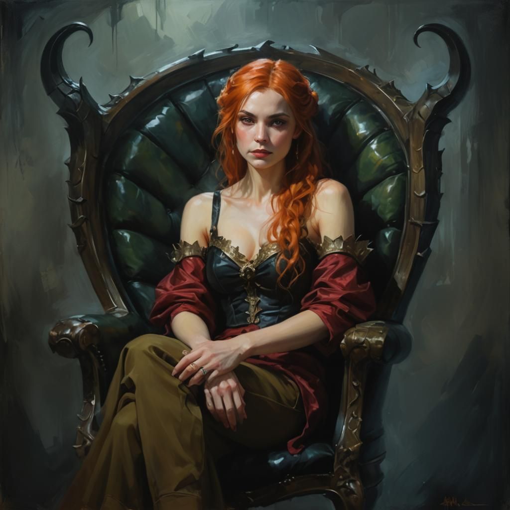 Miriamele Portrait on Dragonbone Chair in Oil