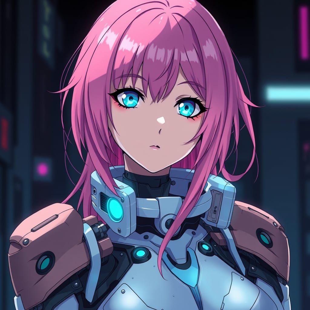 Cyberpunk Android Goddess in Vibrant Hues