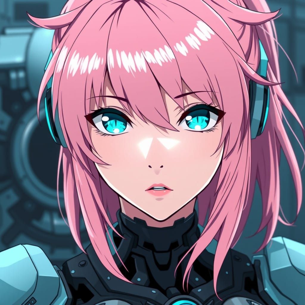 Anime Android Goddess in Cyberpunk Aesthetic