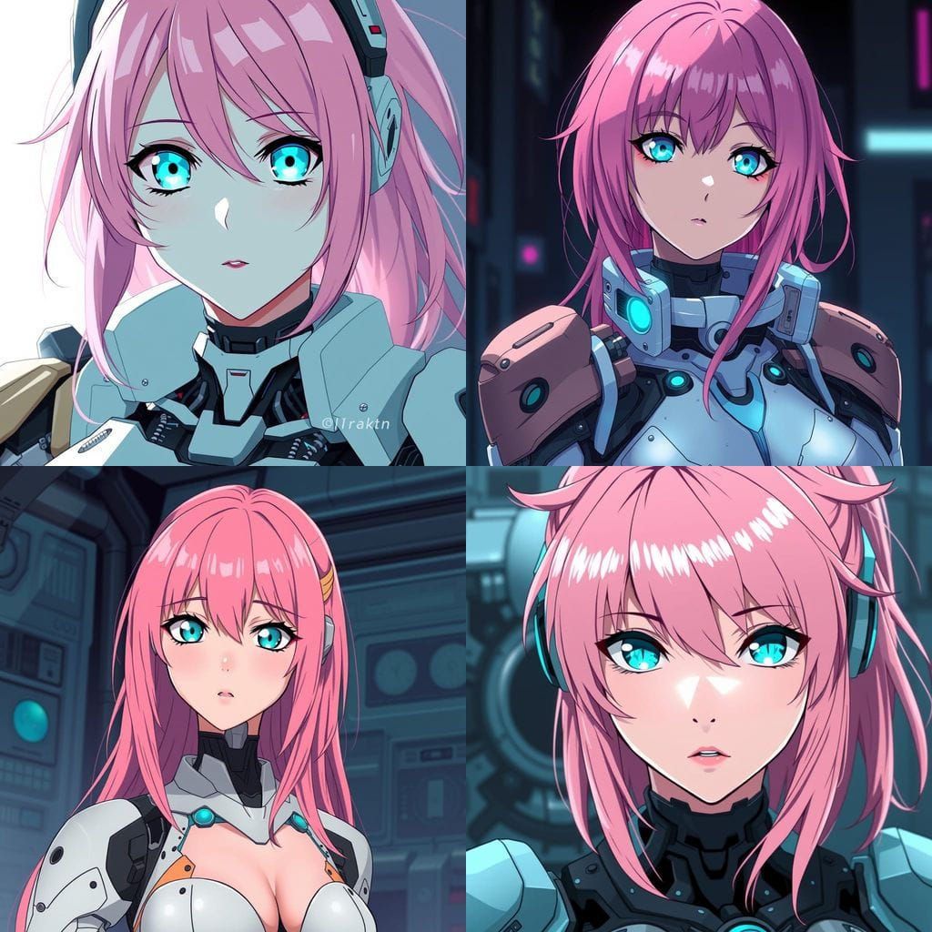 Android Goddess in Vibrant Manga Style