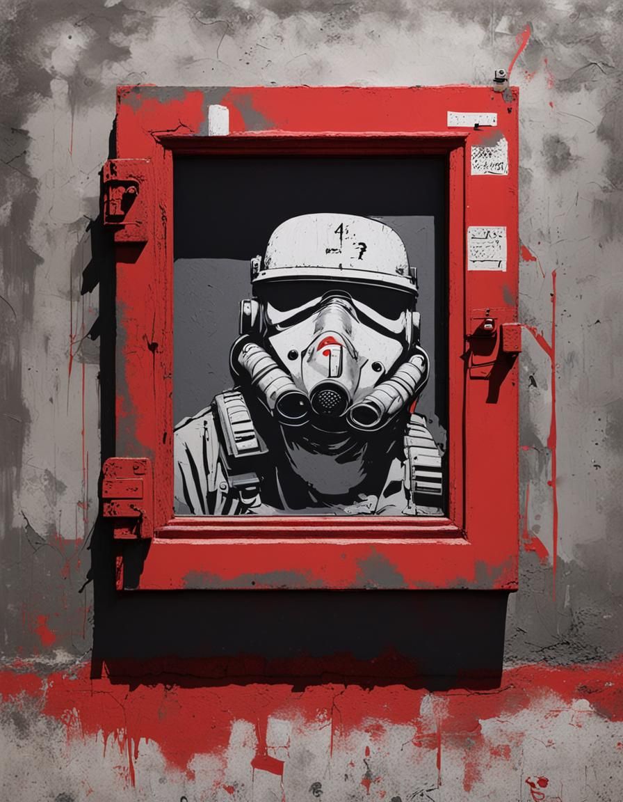 Ironic Anti-War Graffiti Art in Banksy Style