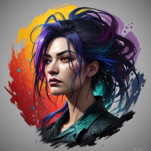 Ethereal Portrait in Vibrant Splashes