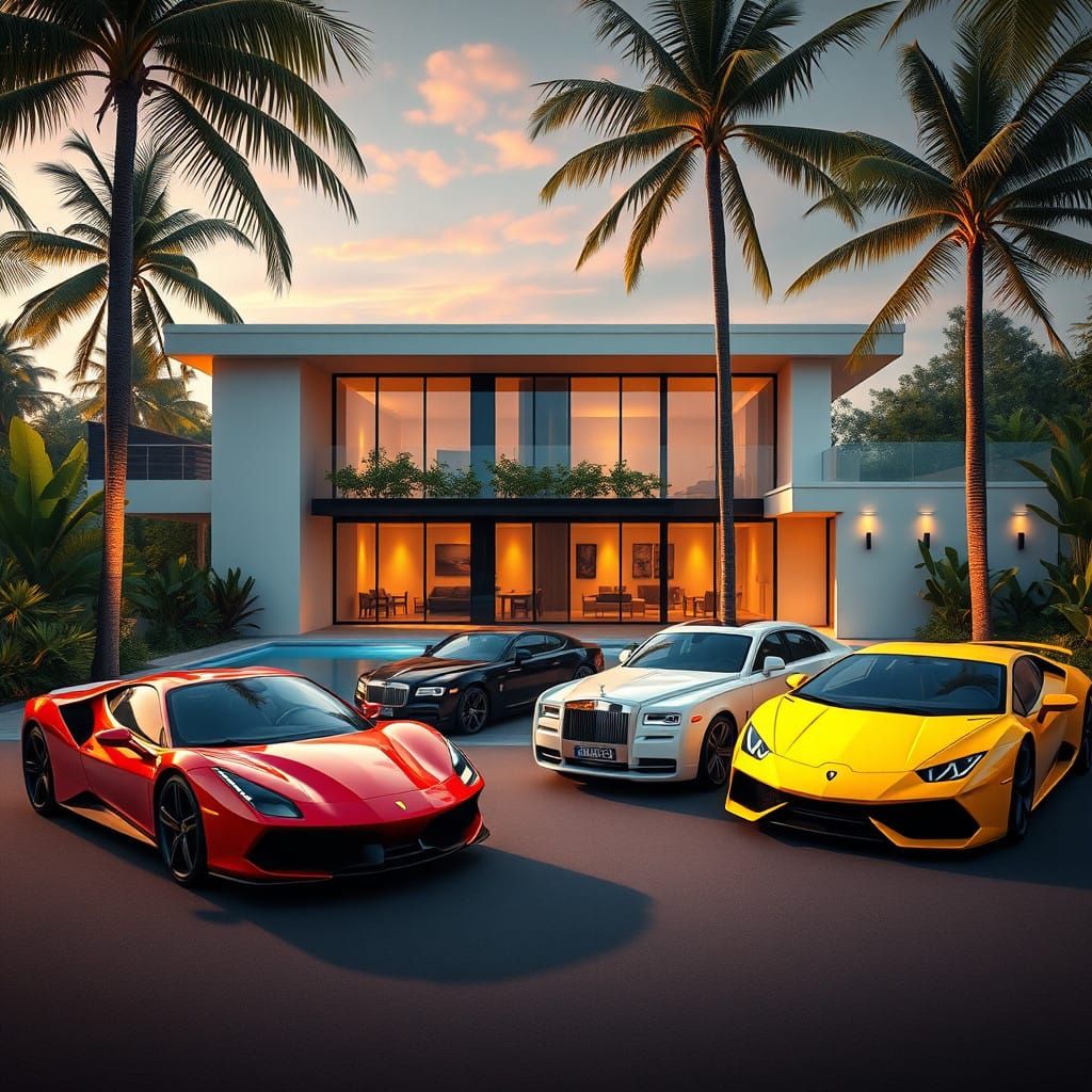 Elegant Modern Villa Surrounded by Lush Greenery and Luxury....