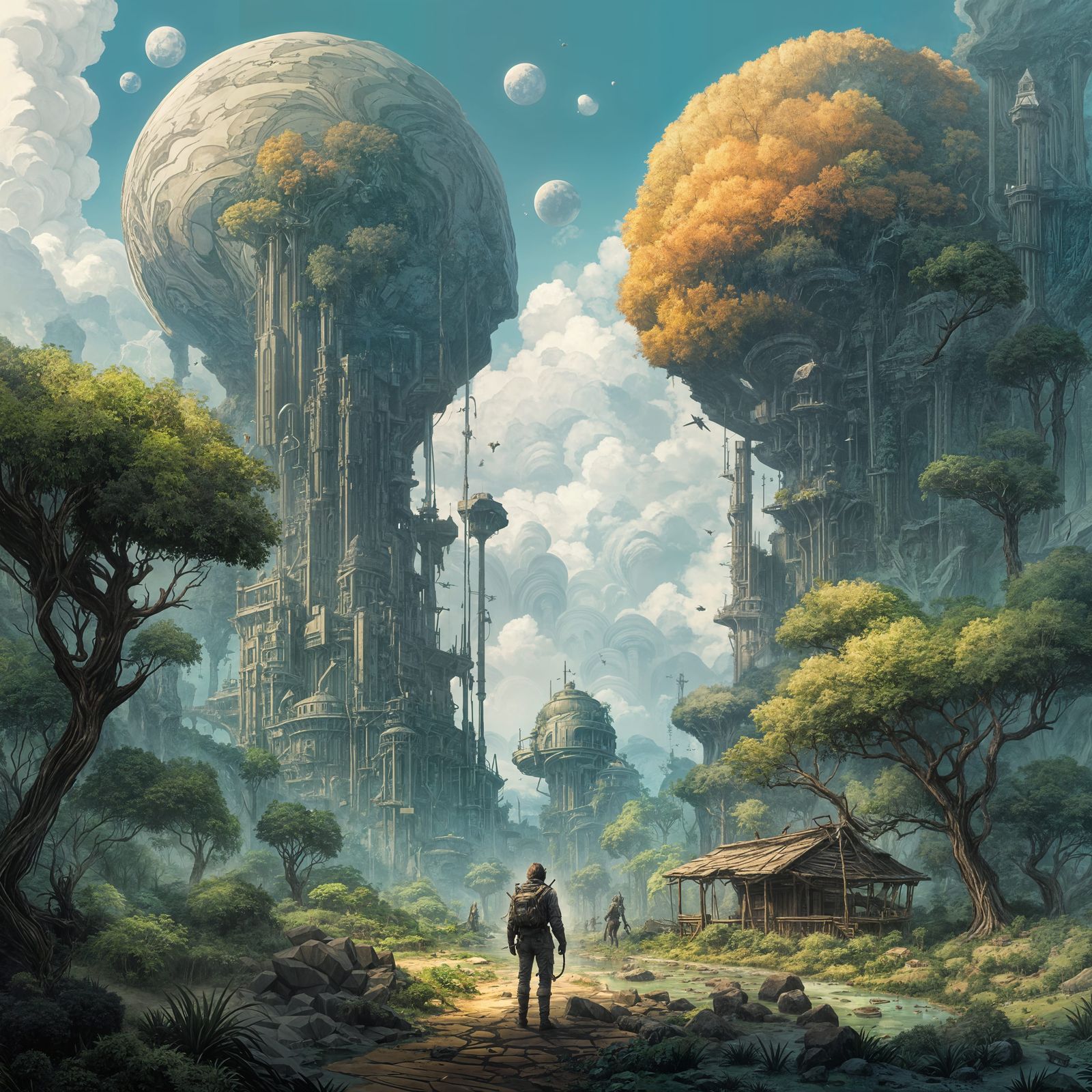 Surreal Jungle World in Comic Book Art Style