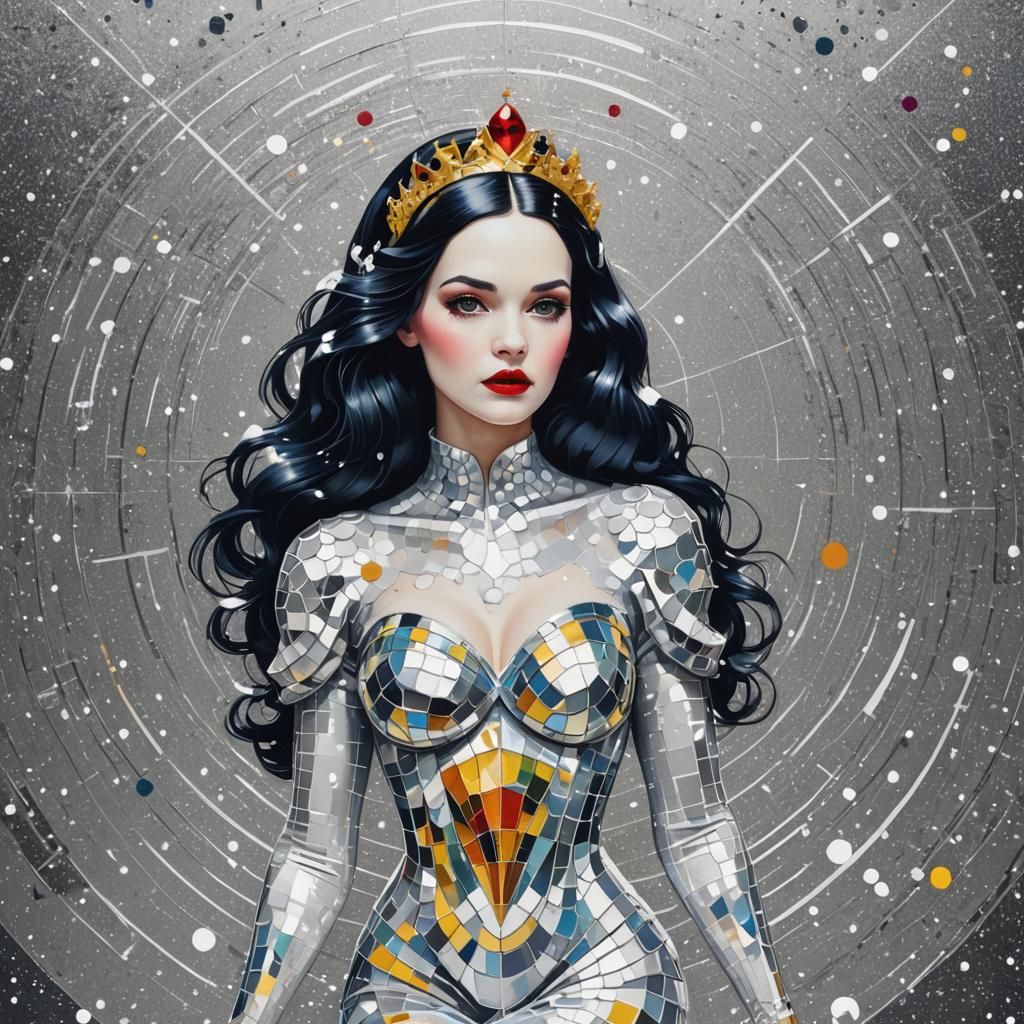 Snow White Space Mermaid in Pop Art Style