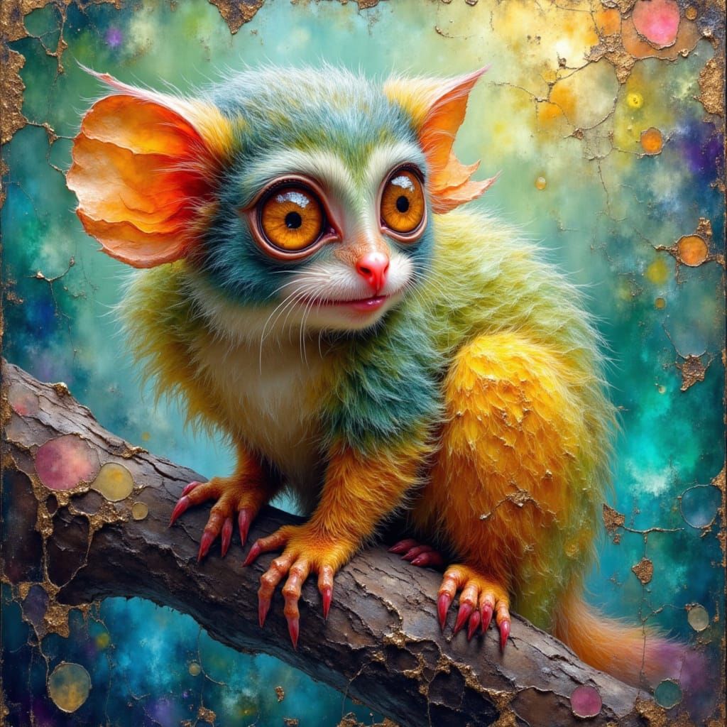 Tarsier Portrait in Oil Painting Style