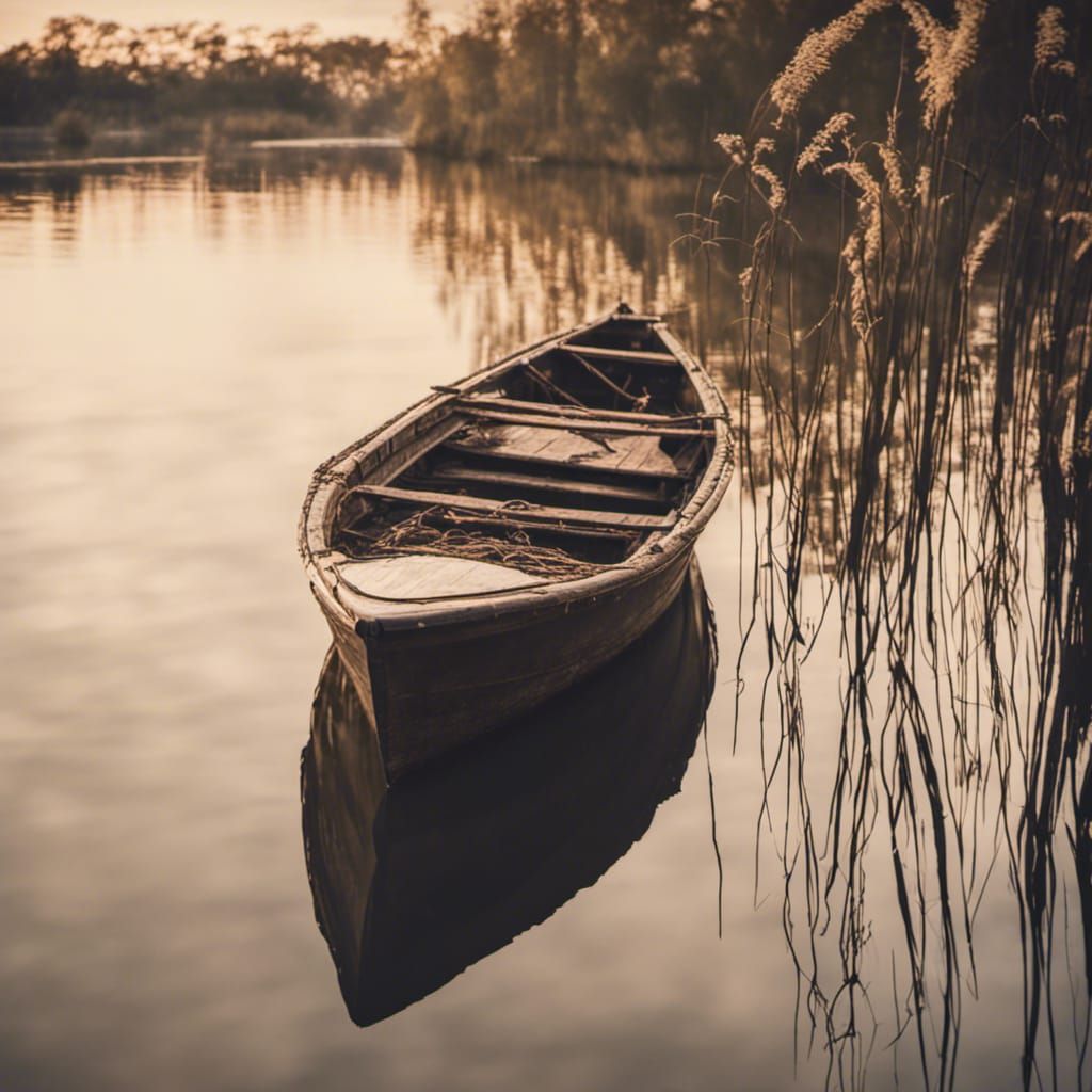 Reed Boat on River: Professional Photography
