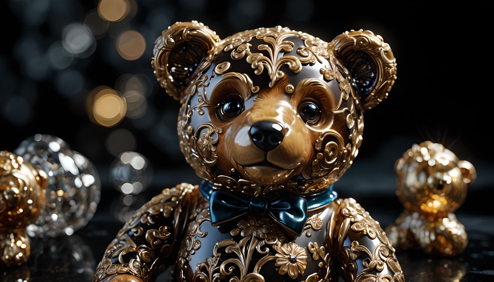 Enamelled Glass Teddy Bear in Hyperrealistic Style