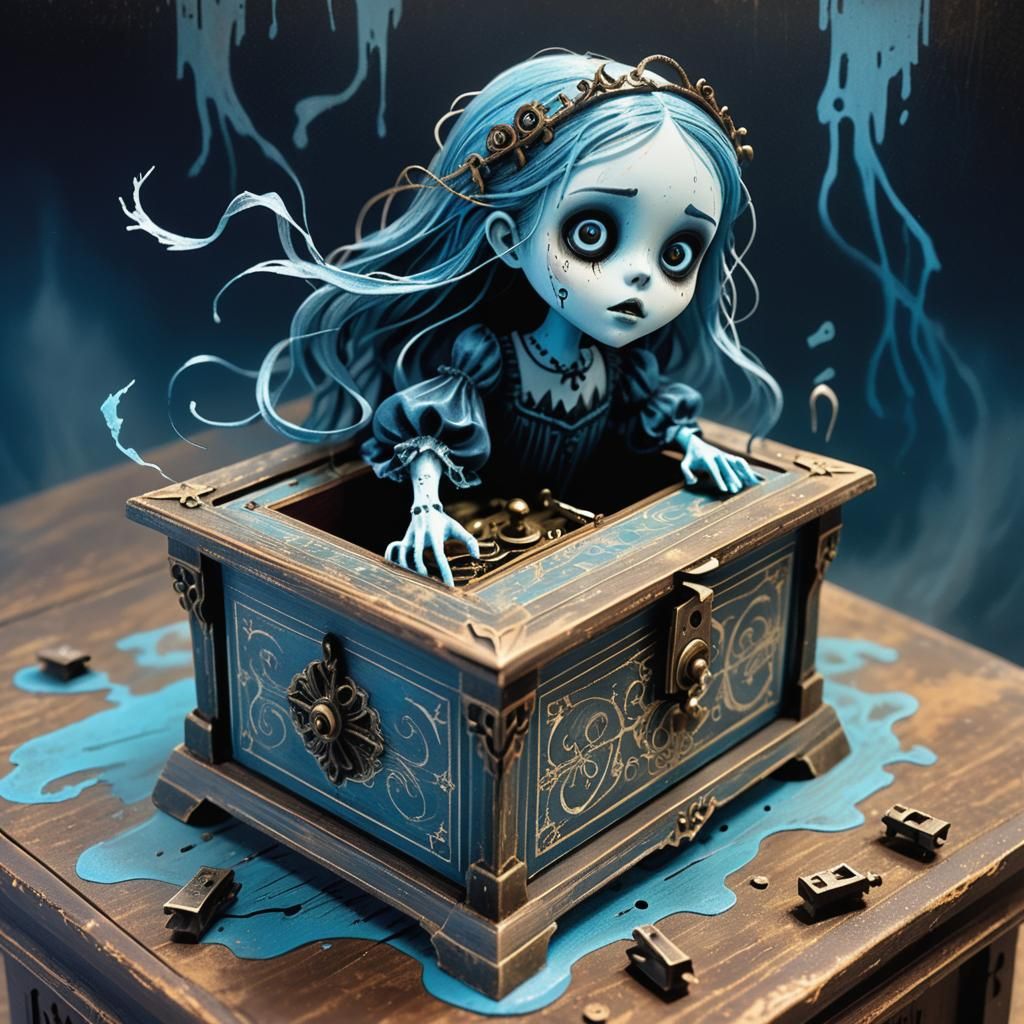 Creepy Music Box Unleashes Ghost in Gothic Horror Style