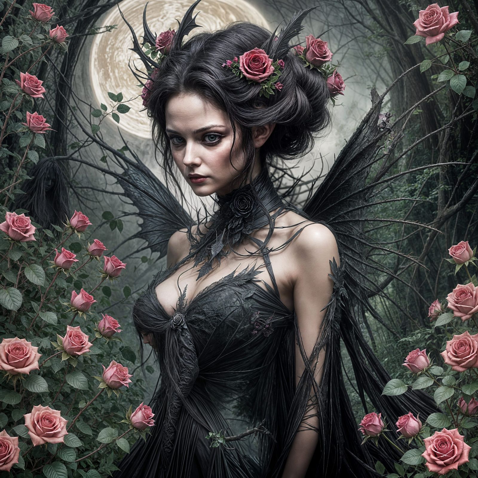Epic Dark Fairy of Roses