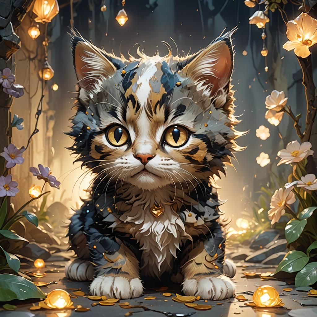 Kitten in Mask: Watercolor Concept Art