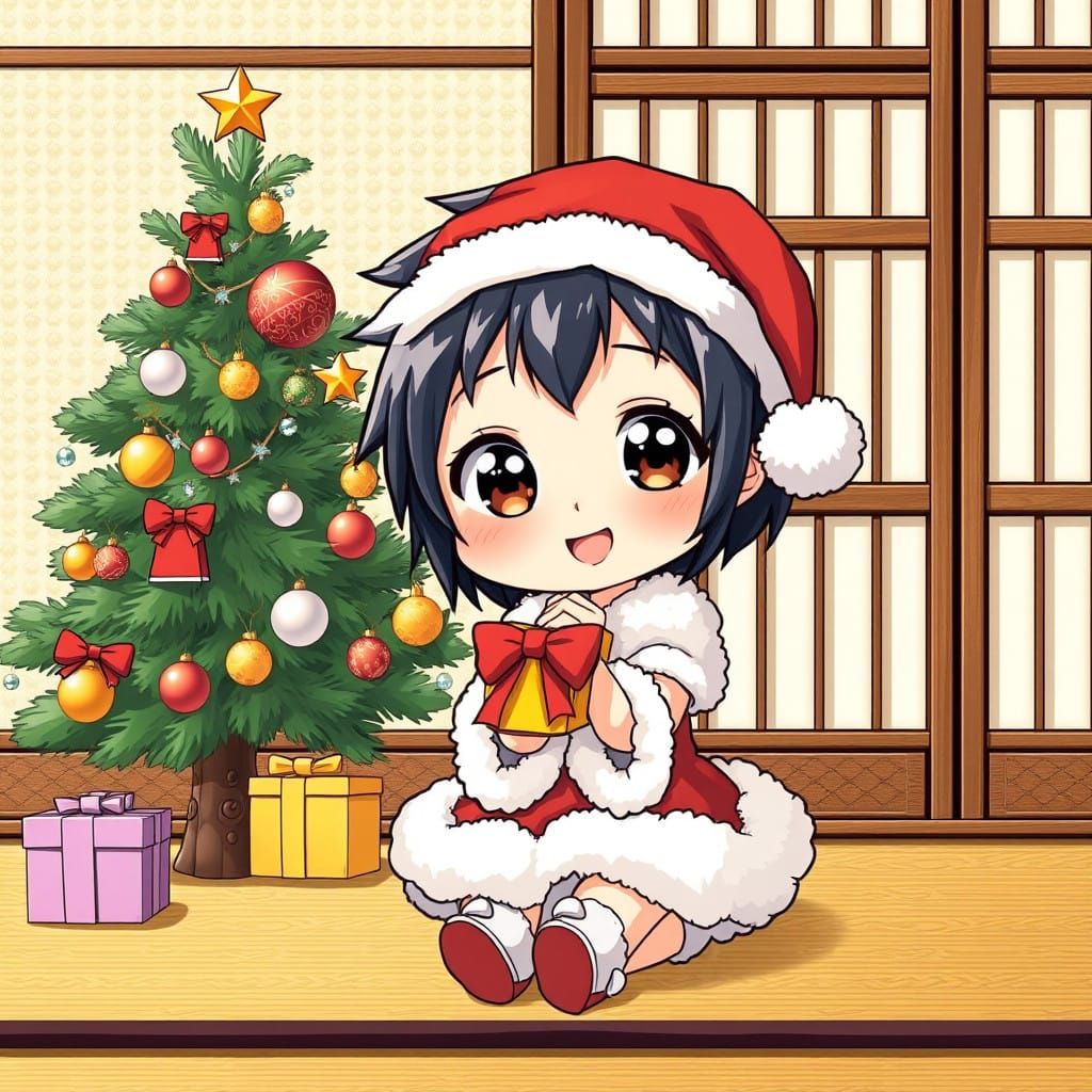 Vibrant Christmas Girl in Traditional Setting