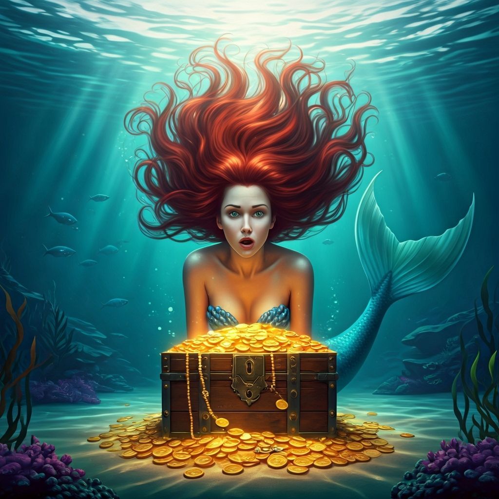 Mermaid's Hair Caught in Treasure Chest, Cinematic Style