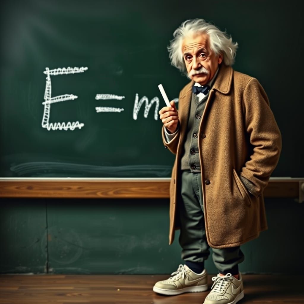 Einstein Wearing Nikes, Photorealistic Erwin Olaf Style