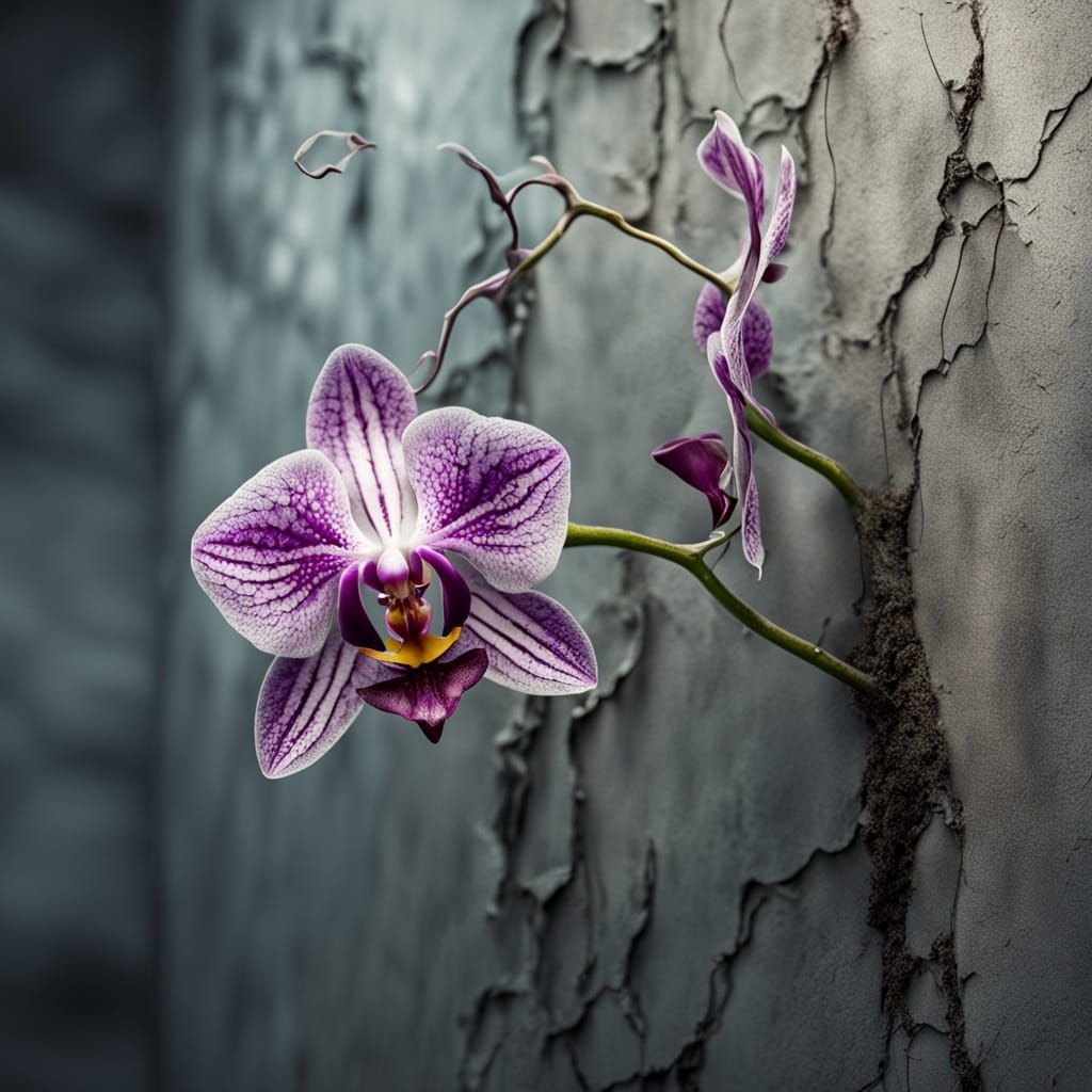 Orchid Blooms from Concrete: Surreal Hyperrealistic Photogra...