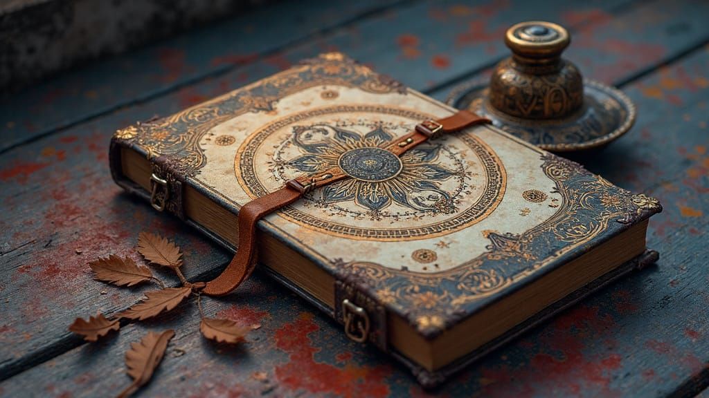 Ornate Book of Souls with Quill, Fantasy Photorealistic