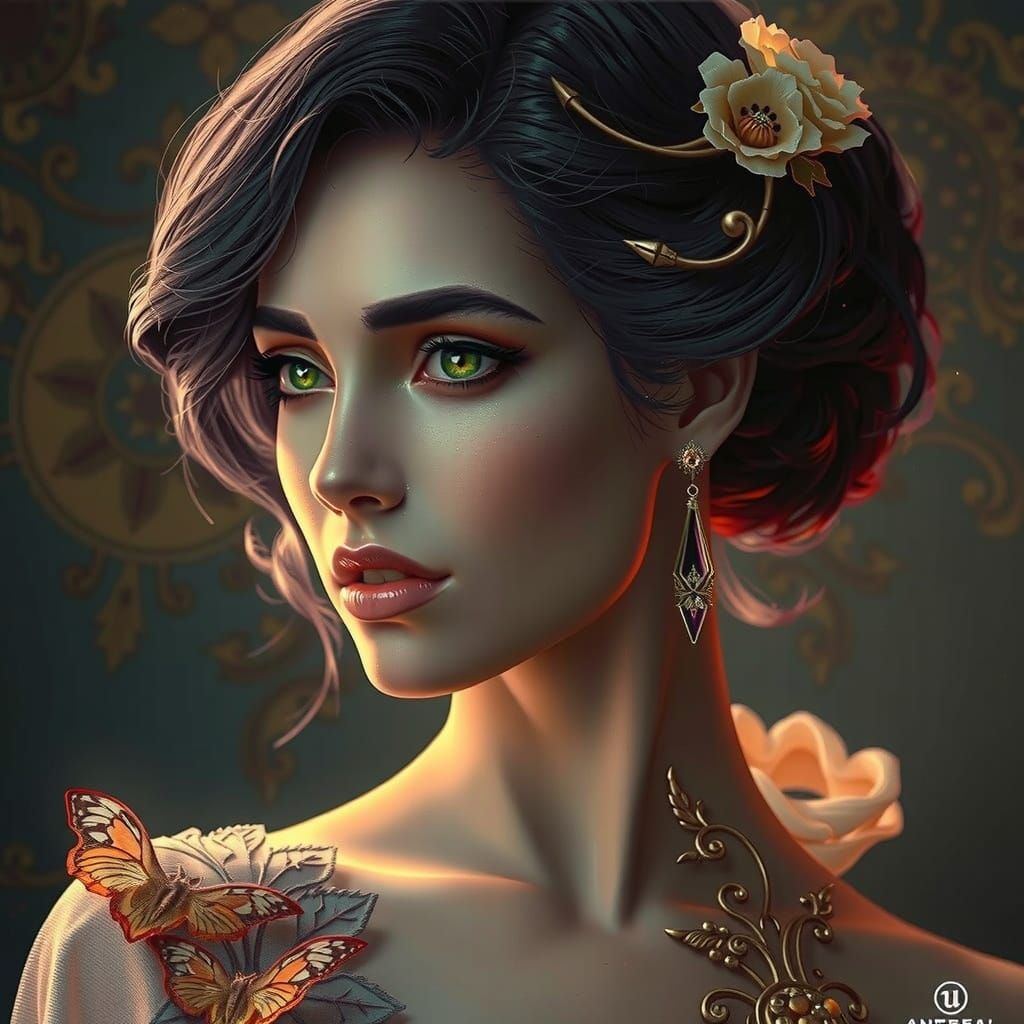 Mysterious Figure in Dark Fantasy Portrait, Art Nouveau and ...