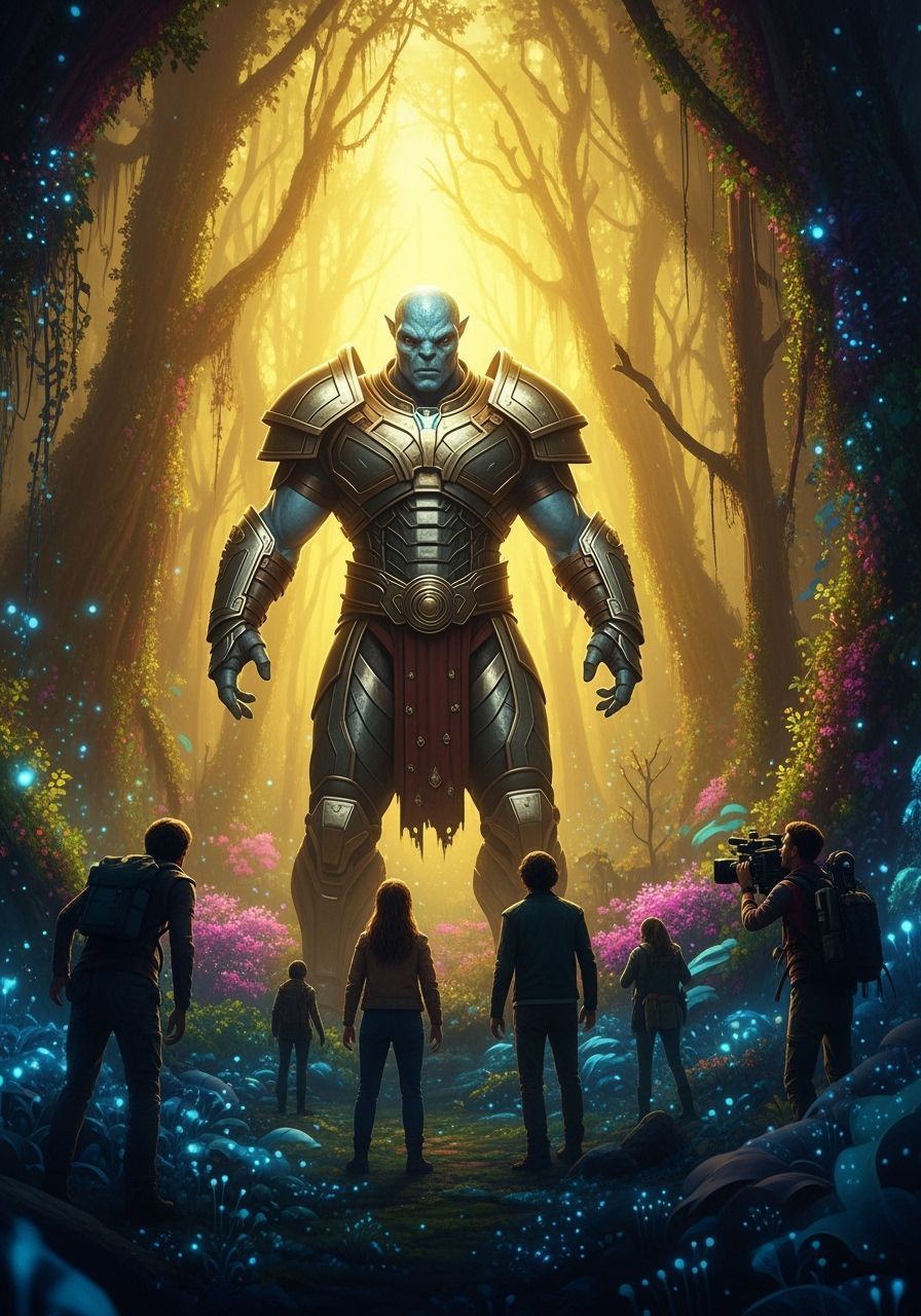 Nordic Alien Warrior in Iridescent Forest