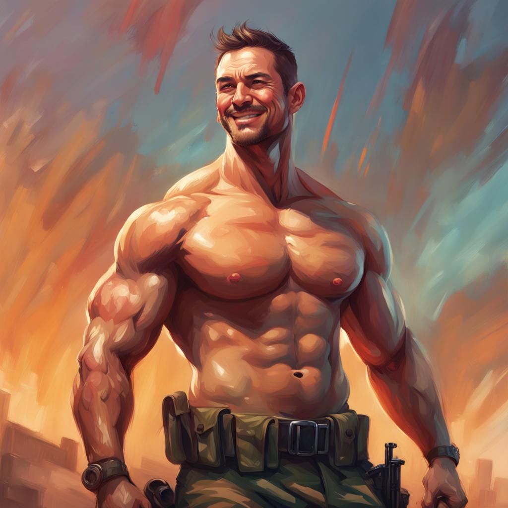 Hyperrealistic Army Soldier With a Smile