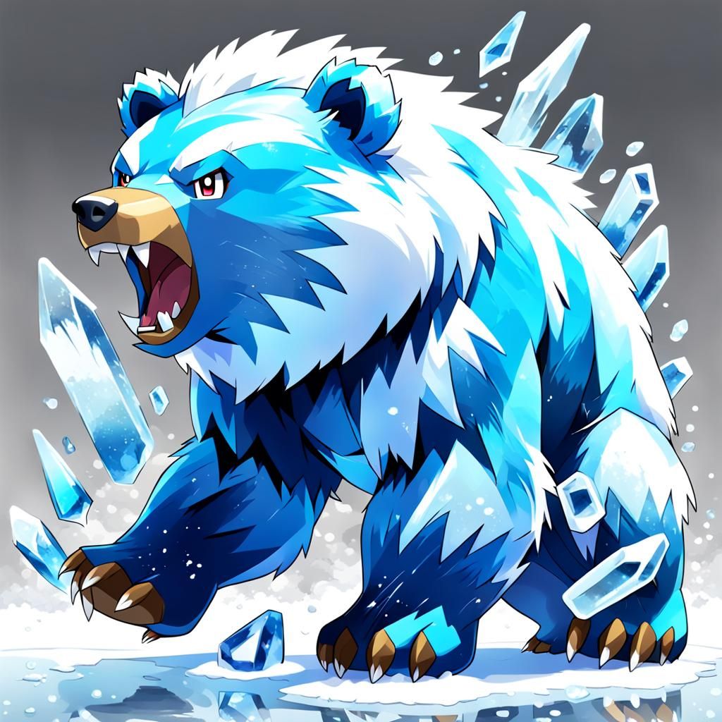 Ice-Type Pokemon Grizzly Bear Roaring