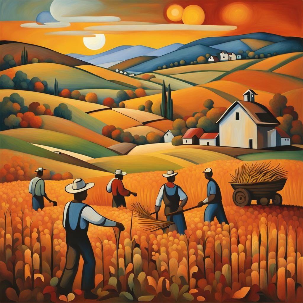 Harvest at sunset