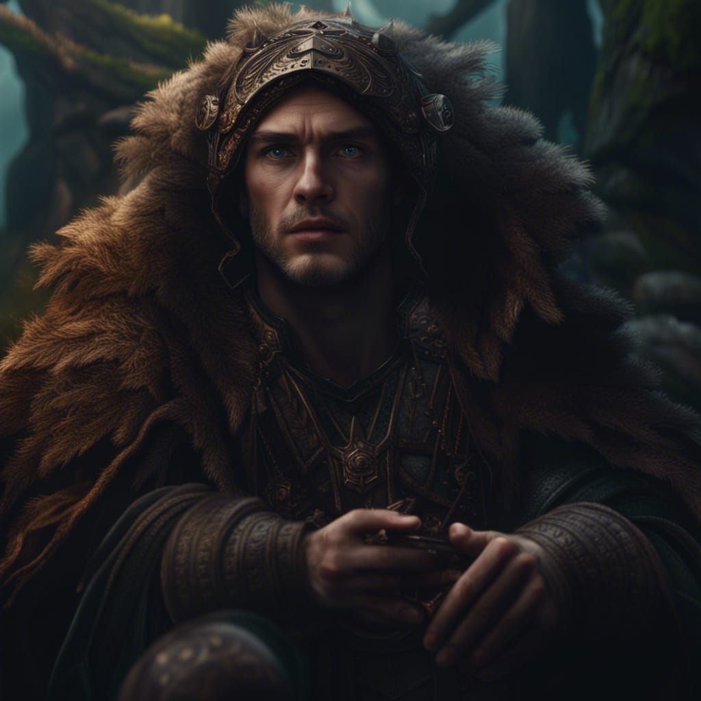 Dramatic Digital Painting of Young Druid Male