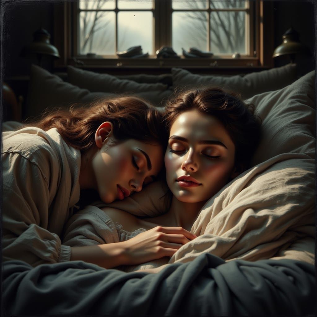 Hyperrealistic Portrait: Man and Woman in Quiet Embrace