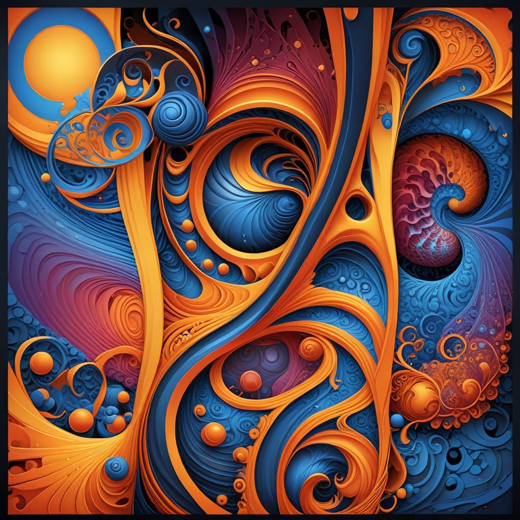 Spherical Object with Swirling Ribbons and Color Flow