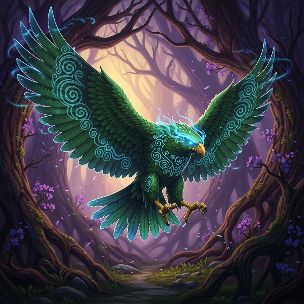 Majestic Wind Eagle in Ancient Mystical Forest