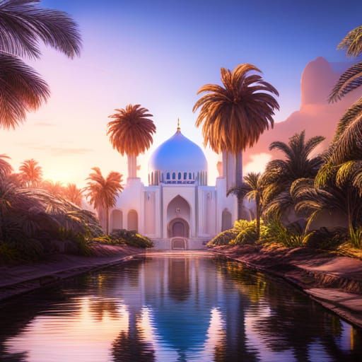 Mangrove Lake Mosque Under Blue Sky