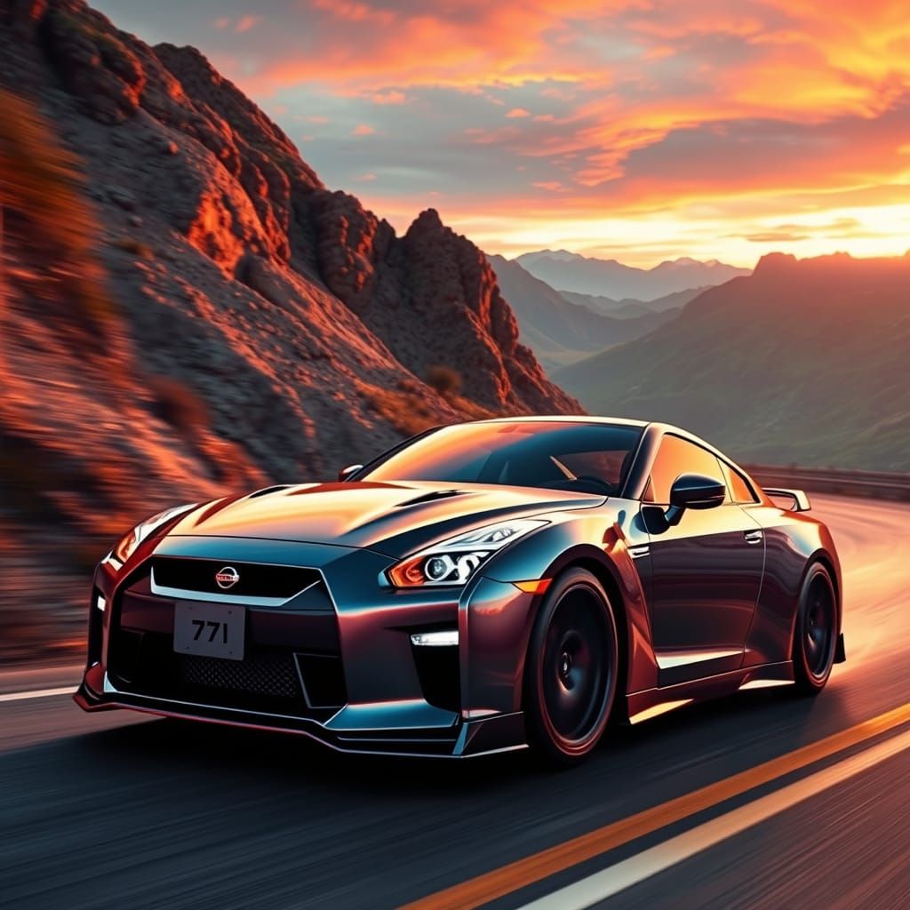 Hyper-Realistic Nissan GT-R Speeding Through a Futuristic Su...