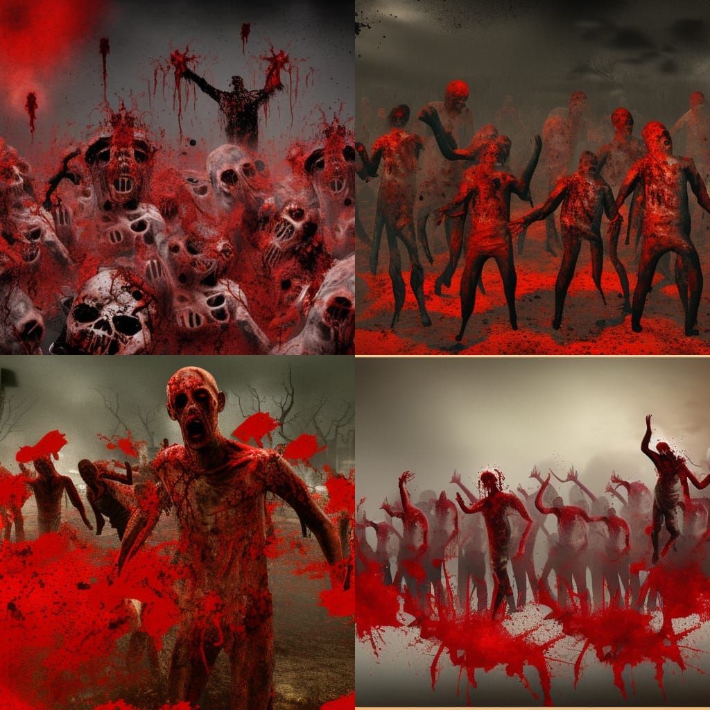 Zombies Emerging from a Sea of Blood