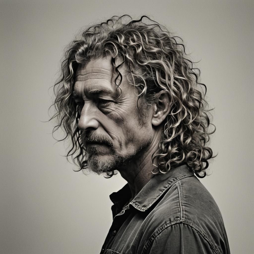 Minimalist Robert Plant Portrait in Nursery Art Style