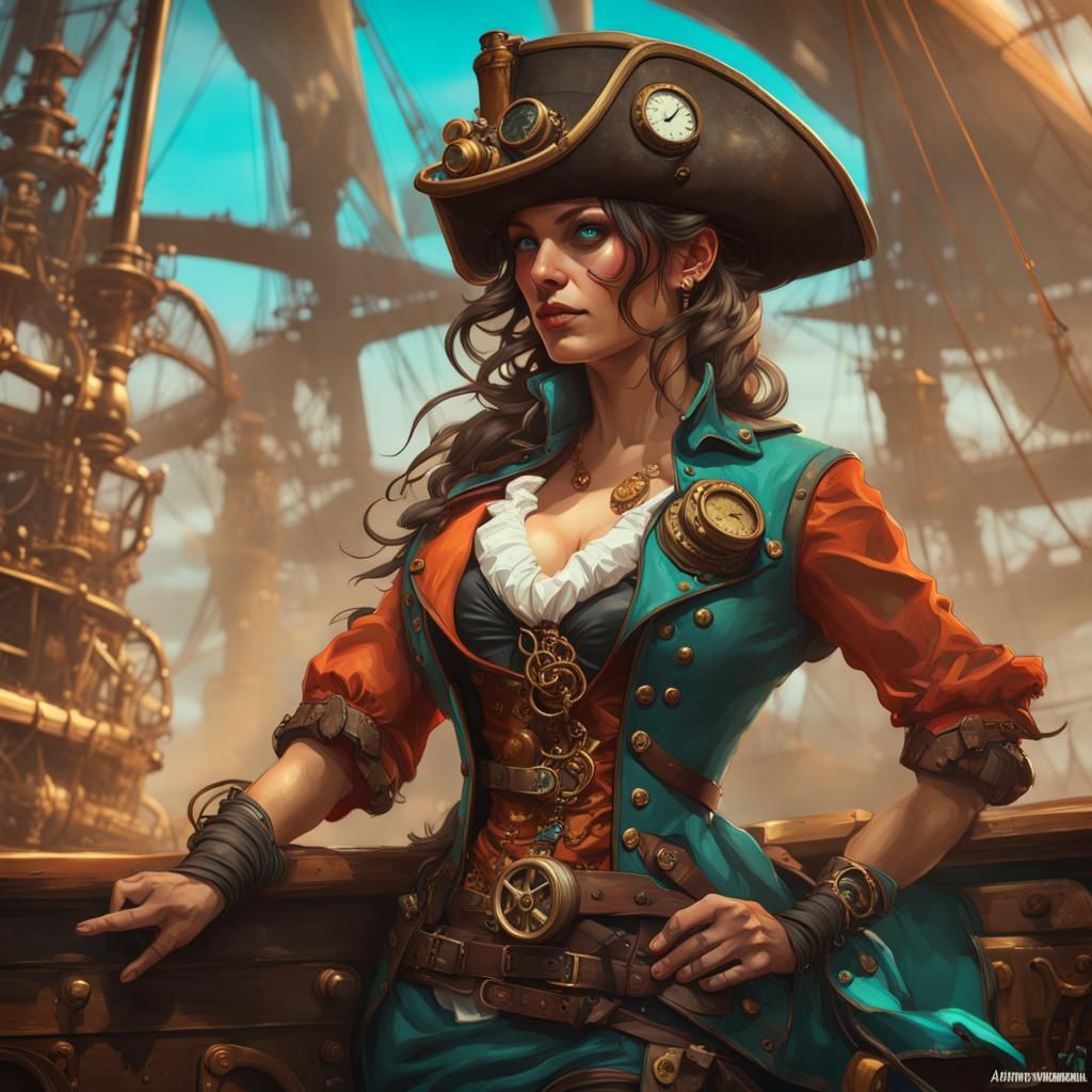 Steampunk Pirate Woman Concept Art