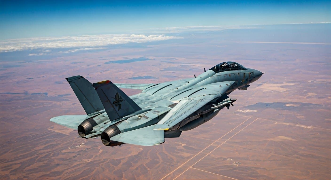 F-14 Tomcat Flying Over Arid Desert