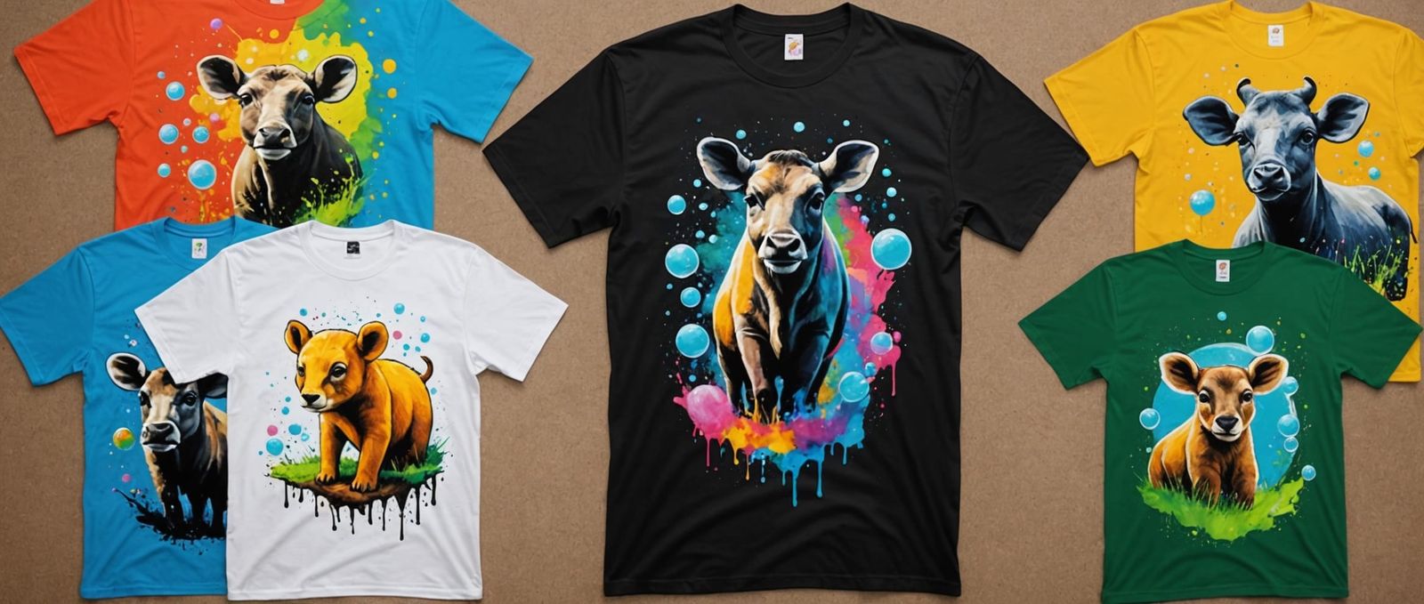 Land Mammal T-Shirt Designs: Mixed Media Art