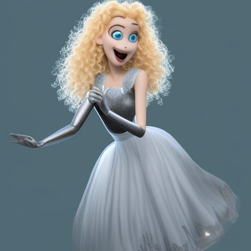 Woman in Silver Gown: 3D Digital Art