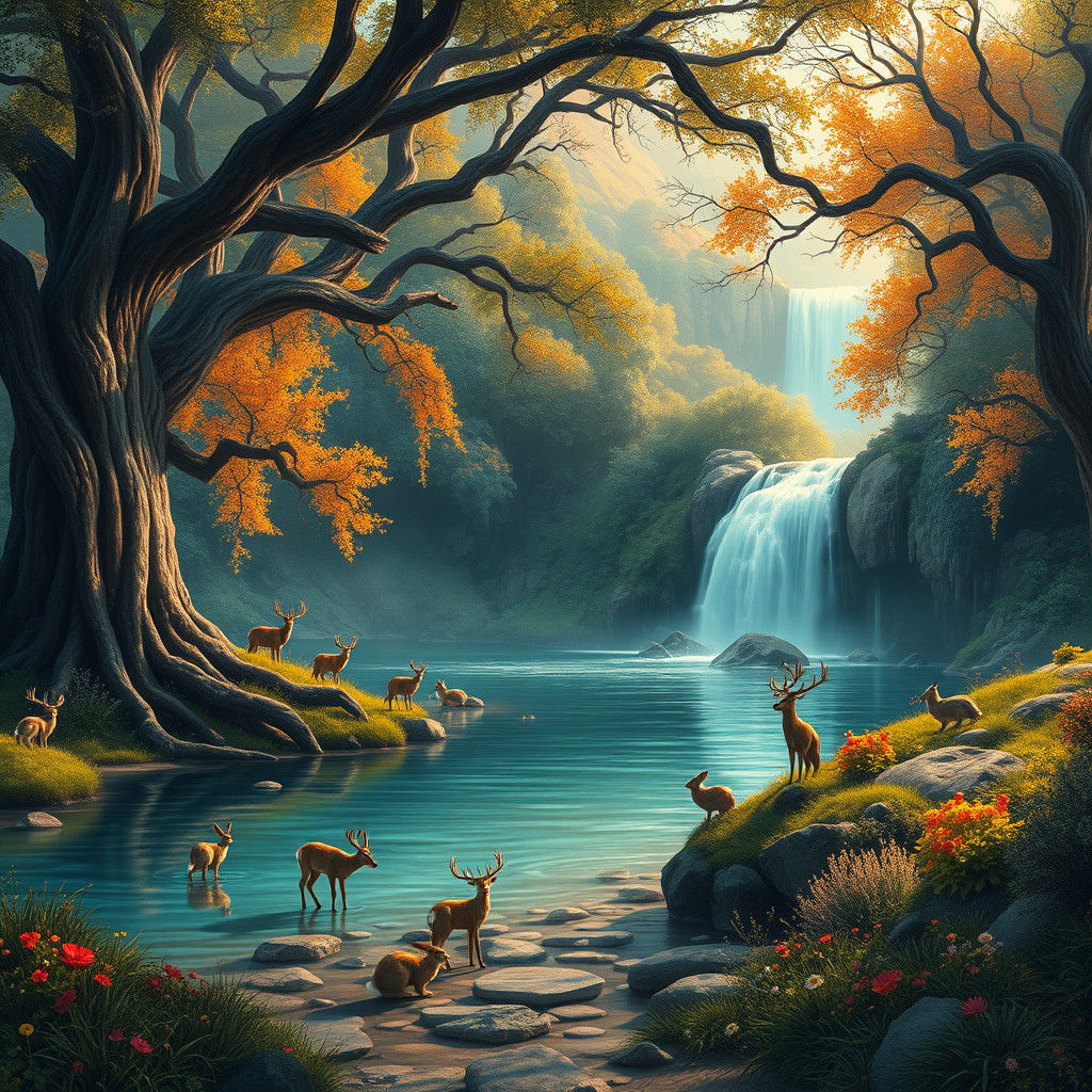 Enchanted Forest Waterfall Scene in Unreal Engine