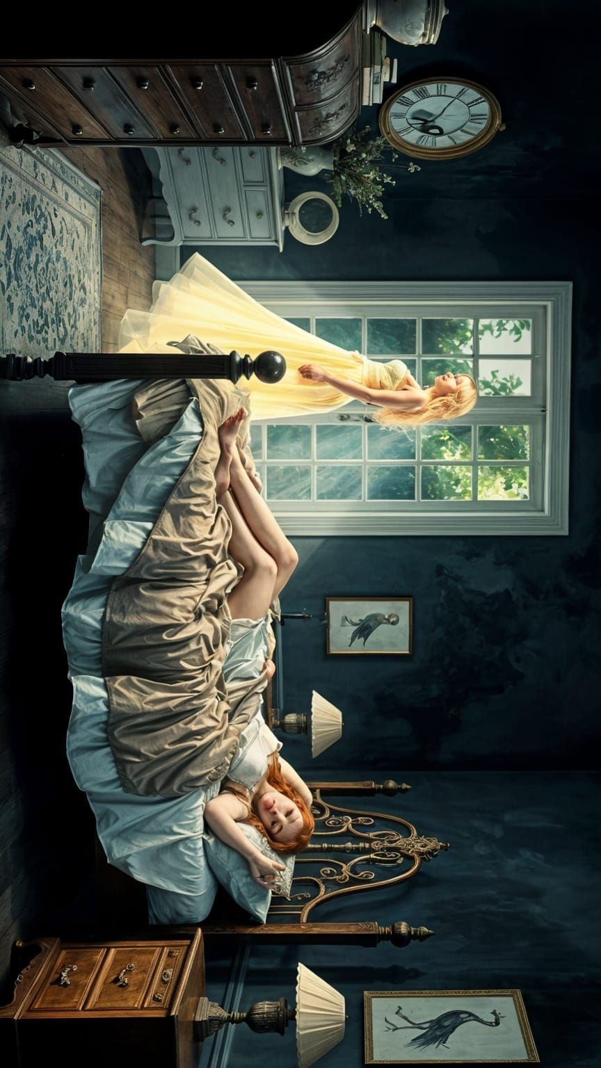 Ethereal Figure in Gothic Bedroom | Dreamlike Art