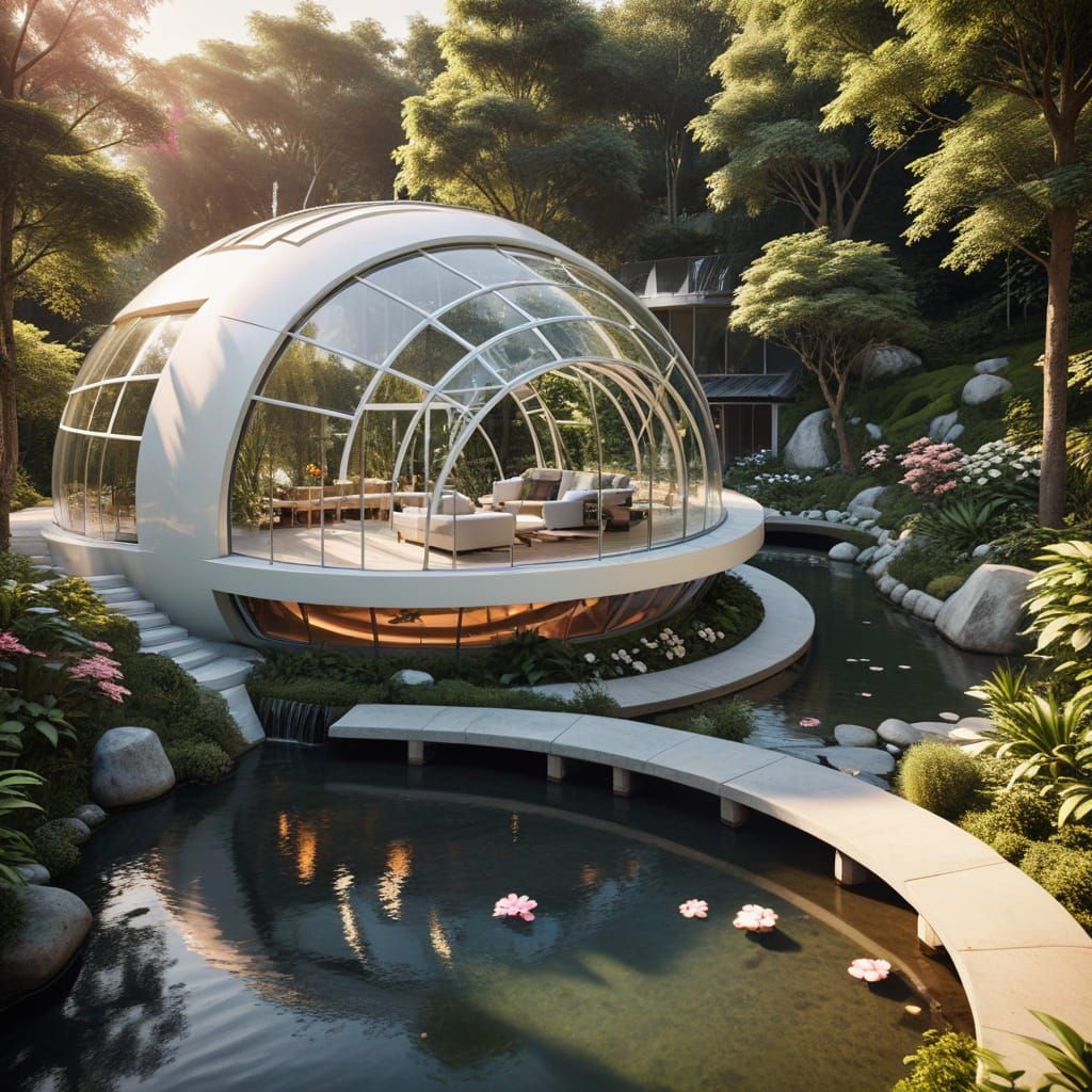 Futuristic Organic Homes with Glass Extensions and Dome Gree...