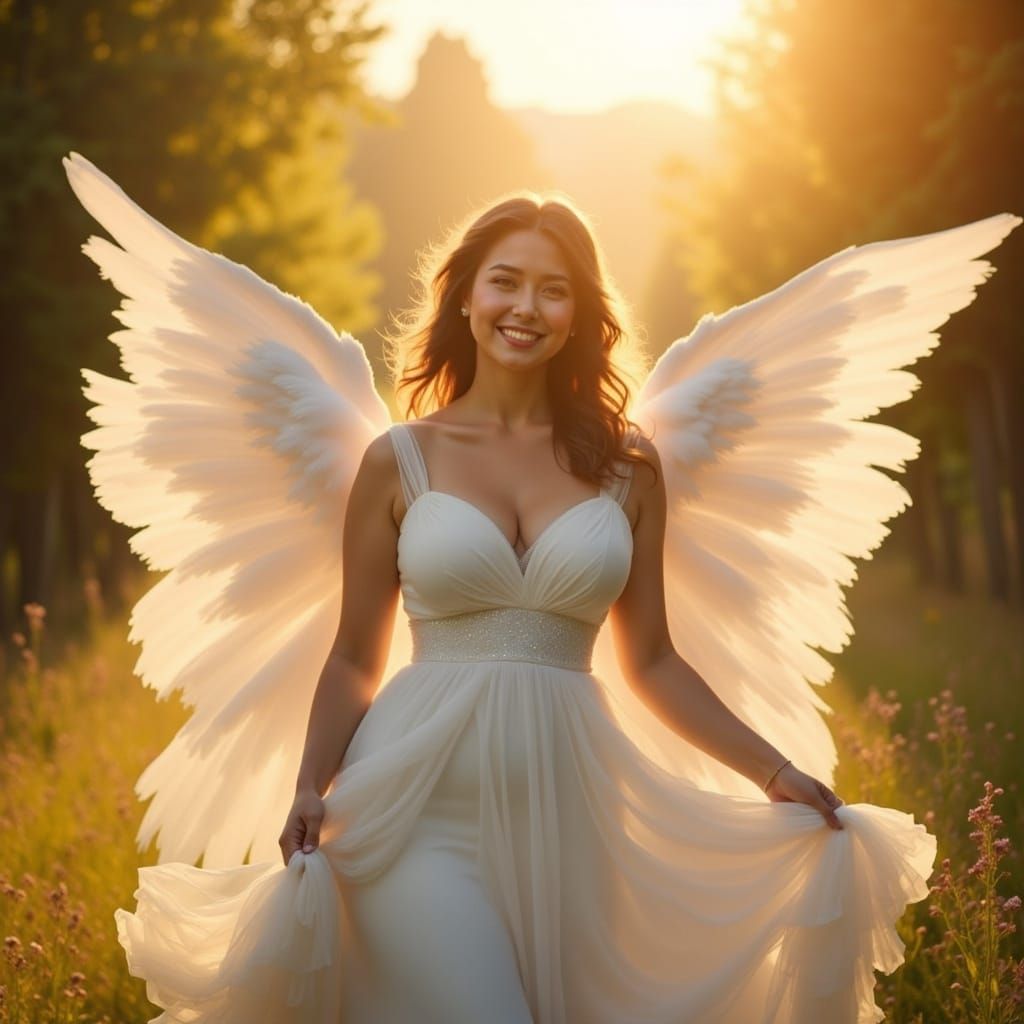 Ethereal Woman in Sunlight: Luminous Fine Art Photograph