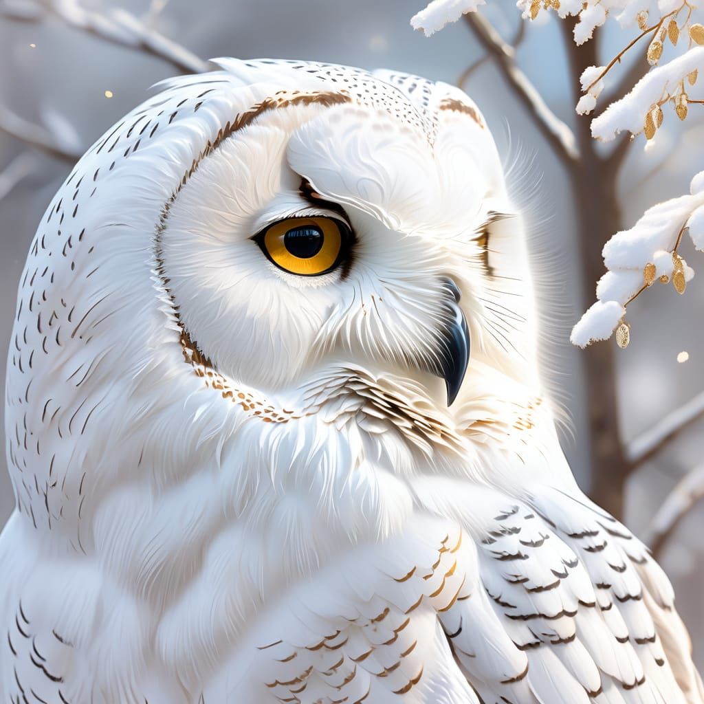 Serene White Owl in Soft Focus