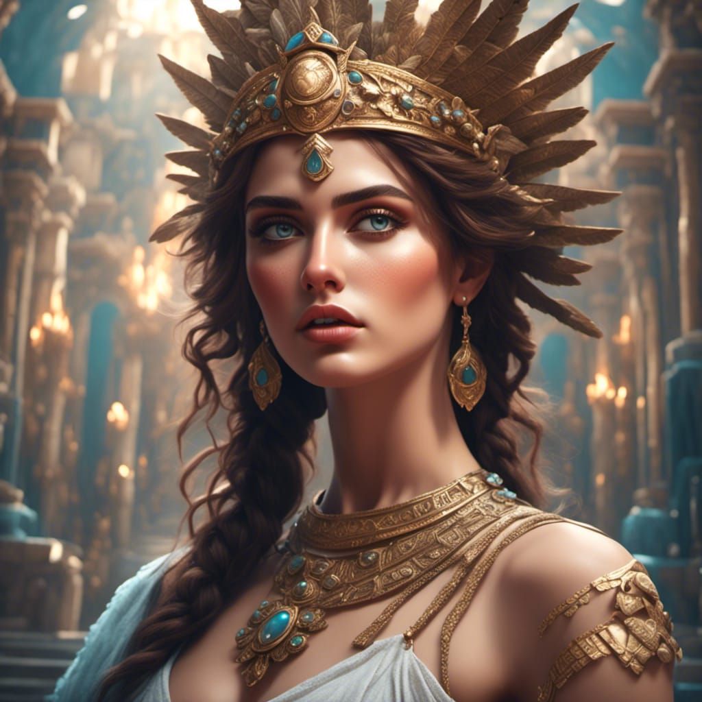 Handsome Greek Goddess Portrait in Illusional Style