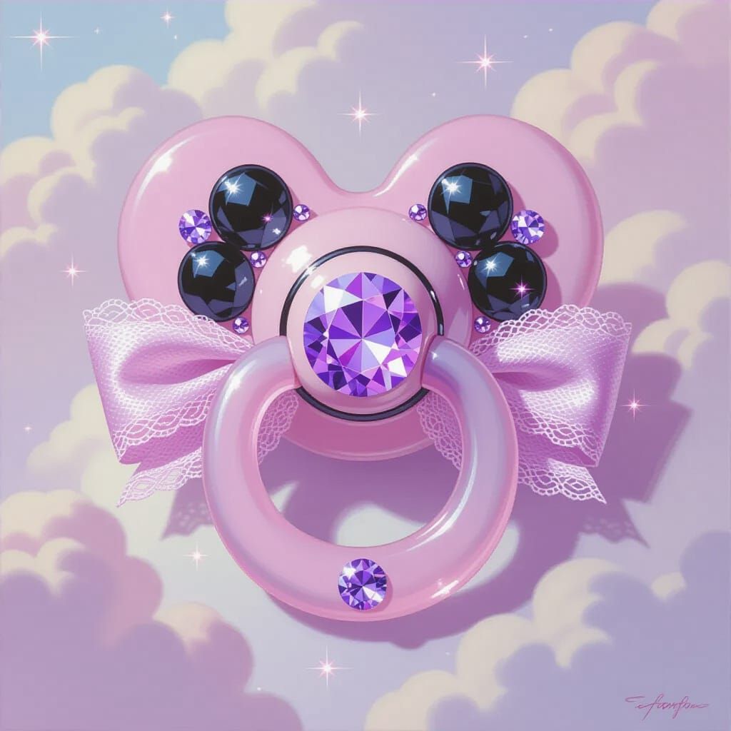 Dreamy Pastel Goth Pacifier Oil Painting
