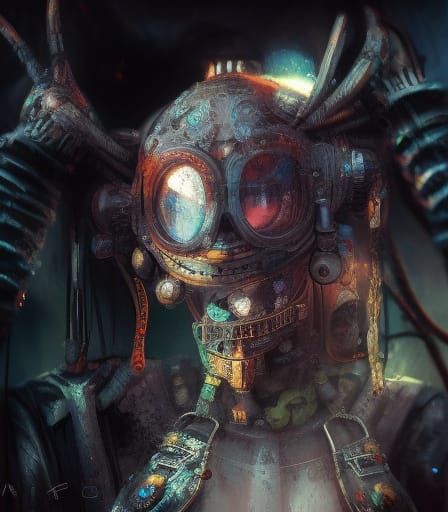 Cyberpunk Robot Portrait in Hyperdetailed Style