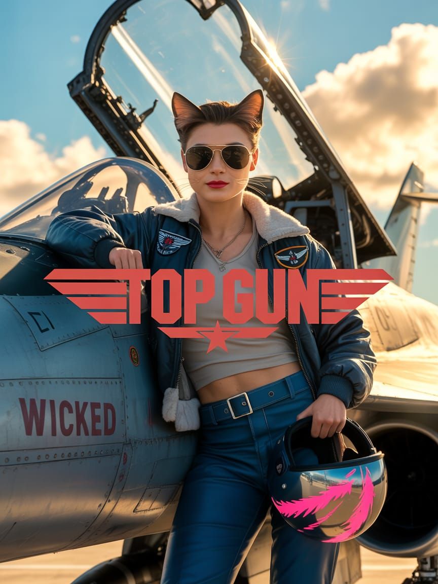 Top Gun Cat Movie Poster Portrait