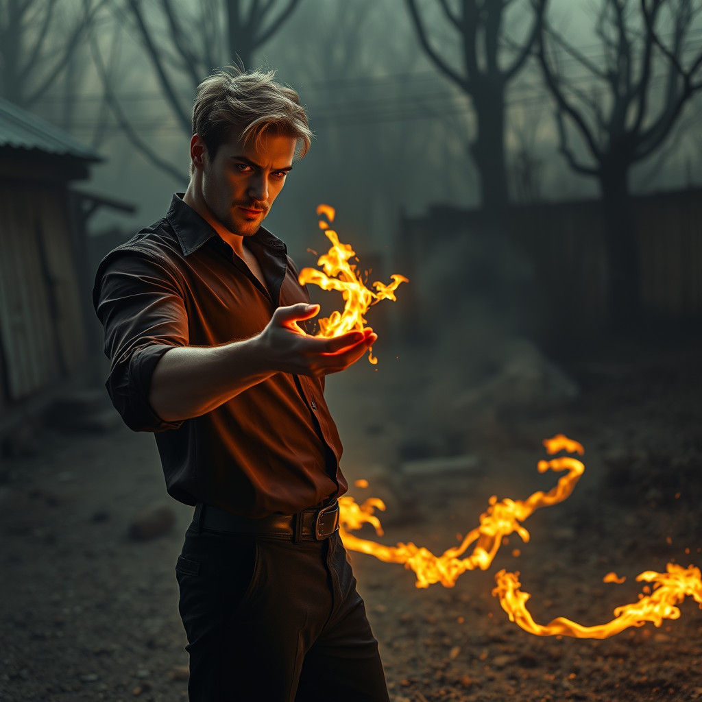 Vampire Fire Magic in Gothic Digital Art Style