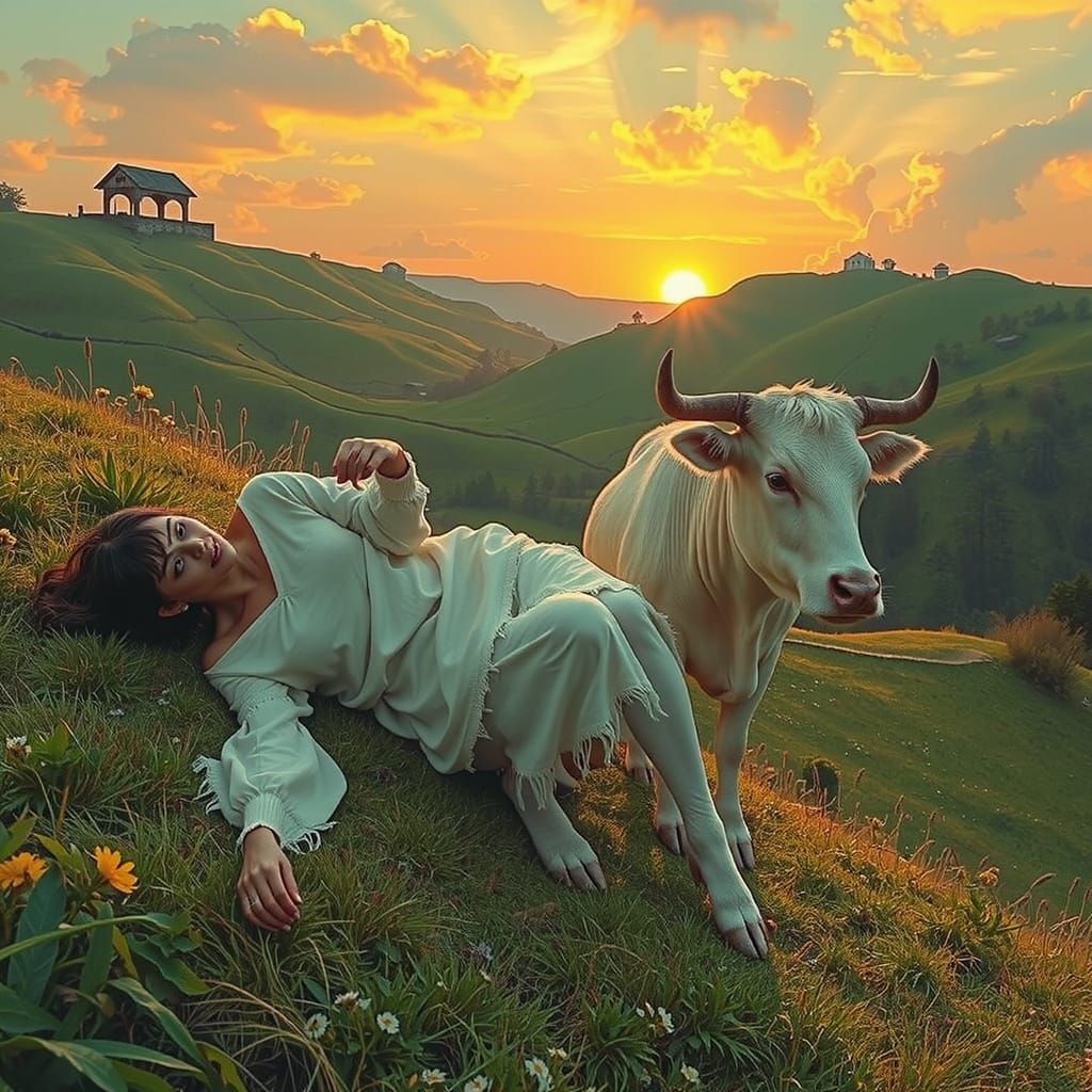 Ethereal Metamorphosis in a Dreamlike Landscape